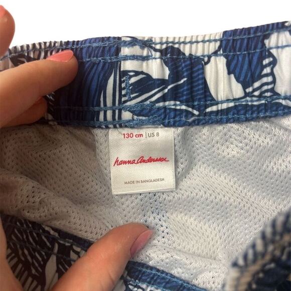 Hanna Andersson Boys' Wave Print Swim Trunks Blue Size 8 Elastic Waistband - Picture 4 of 5